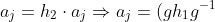 a_j=h_2 \cdot a_j \Rightarrow a_j=(g h_1 g^{-1}) \cdot a_j \Rightarrow a_j= (g h_1) \cdot a_i \Rightarrow a_j=g \cdot b_i \Rightarrow g^{-1} \cdot a_j = b_i \Rightarrow a_i =b_i